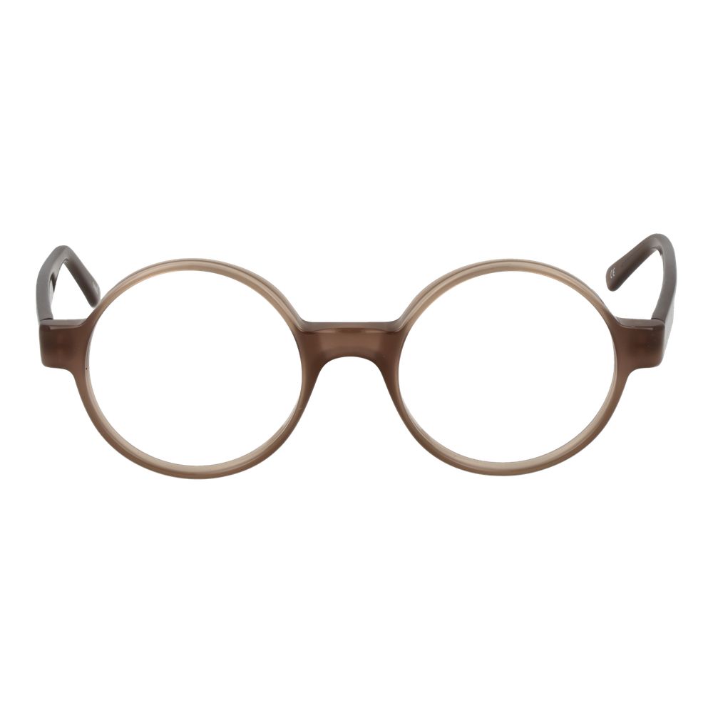 Andy Wolf Brown Unisex Glasses Frame with full-rim acetate design, round style, in brown color, demo lenses, includes branded case.