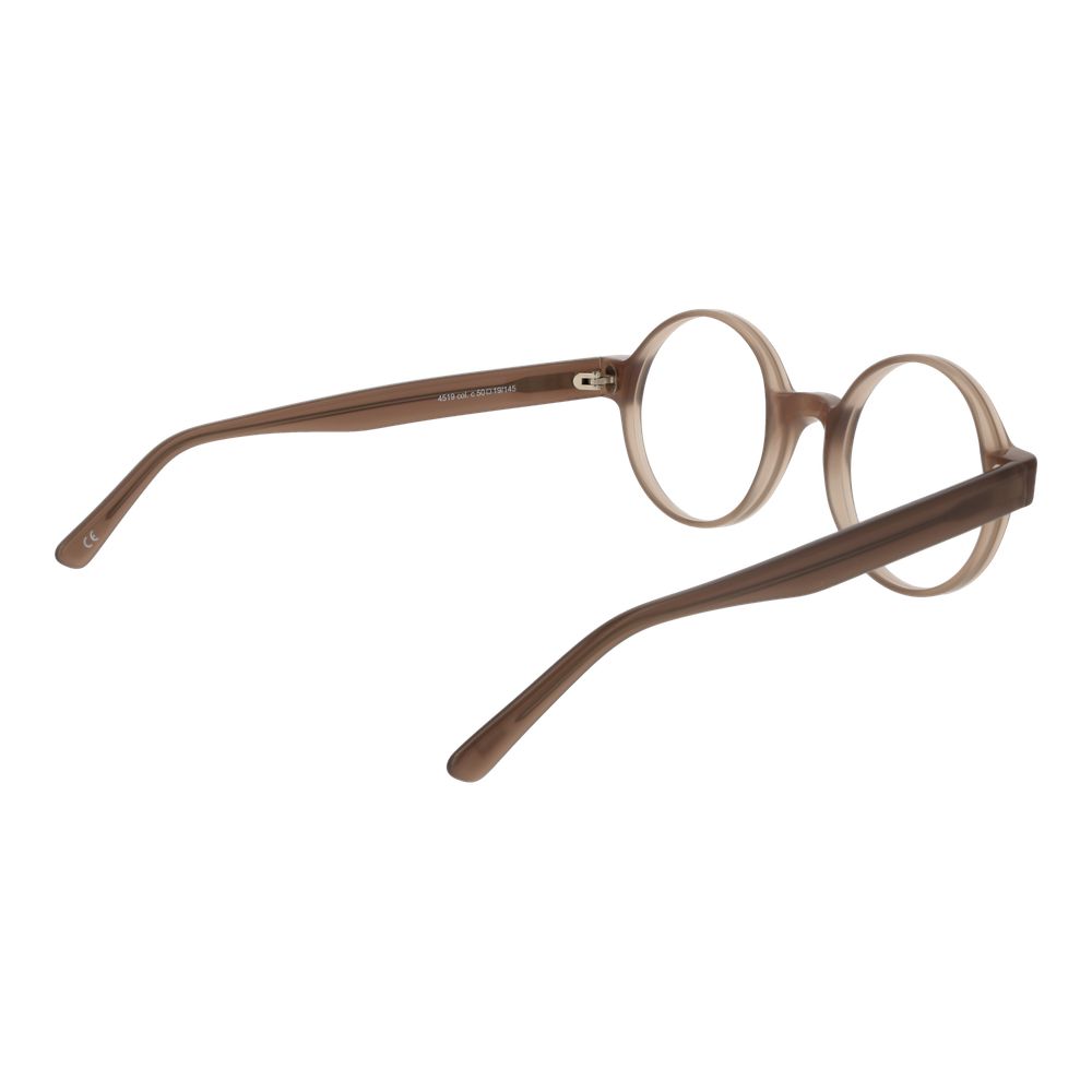 Andy Wolf Brown Unisex Glasses Frame in acetate with full-rim round design, showcased in side view.