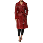 Dolce & Gabbana Red Leather Belted Full Zip Trench Coat Jacket JKT41571-40