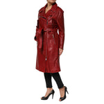 Dolce & Gabbana Red Leather Belted Full Zip Trench Coat Jacket JKT41571-40