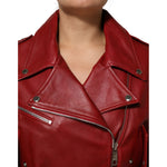 Dolce & Gabbana Red Leather Belted Full Zip Trench Coat Jacket JKT41571-40