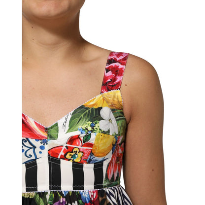 Dolce & Gabbana Multicolor Patchwork Cotton AlineMini Dress