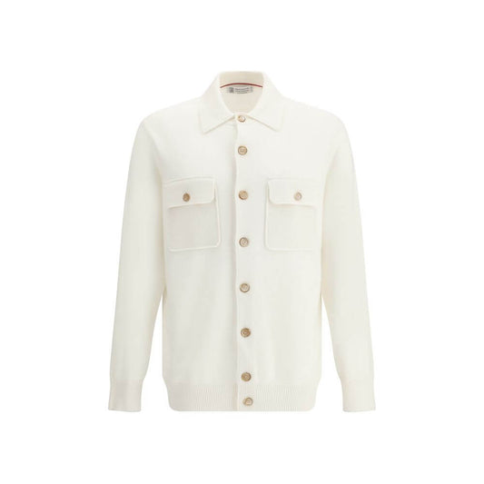 Brunello Cucinelli White Cashmere Cardigan