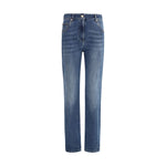 Brunello Cucinelli Skinny Jeans, cotton five-pocket with shiny jewel detail, button-and-zip front closure, regular fit, AW25 collection.