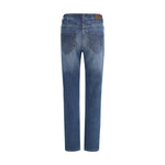 Back view of Brunello Cucinelli Skinny Jeans with shiny jewel details and practical five-pocket design for a slimming silhouette.
