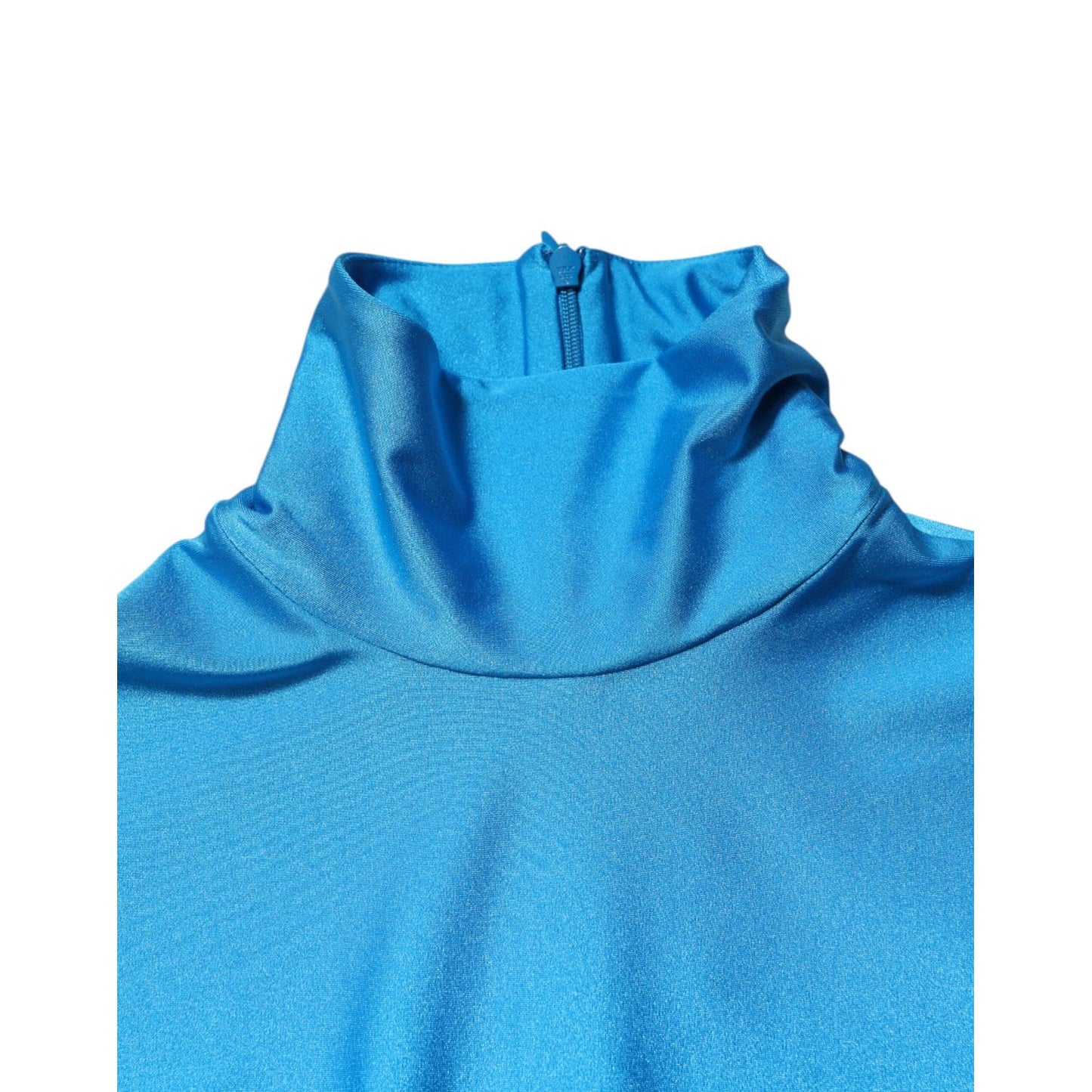 Dolce & Gabbana Blue Nylon Turtleneck Bodycon Jumpsuit Dress