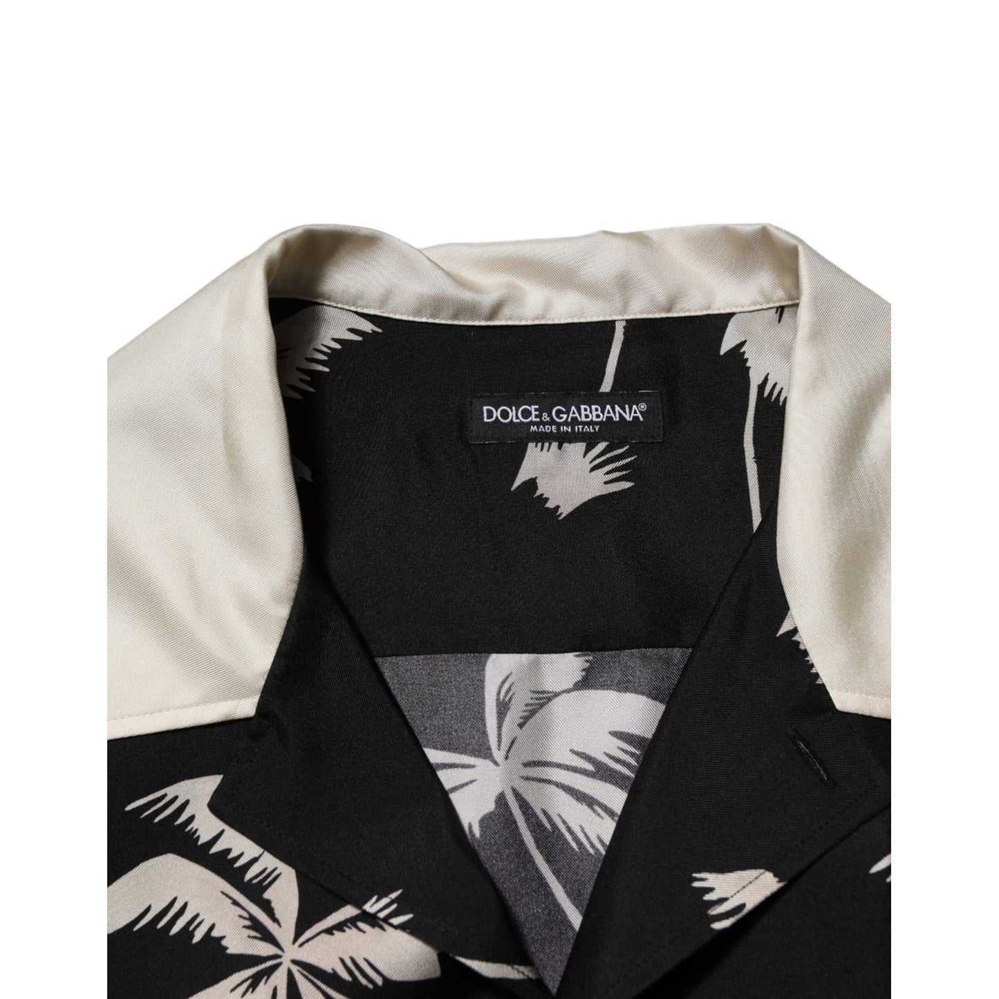 Dolce & Gabbana Black Printed Silk Short Sleeves Casual Shirt