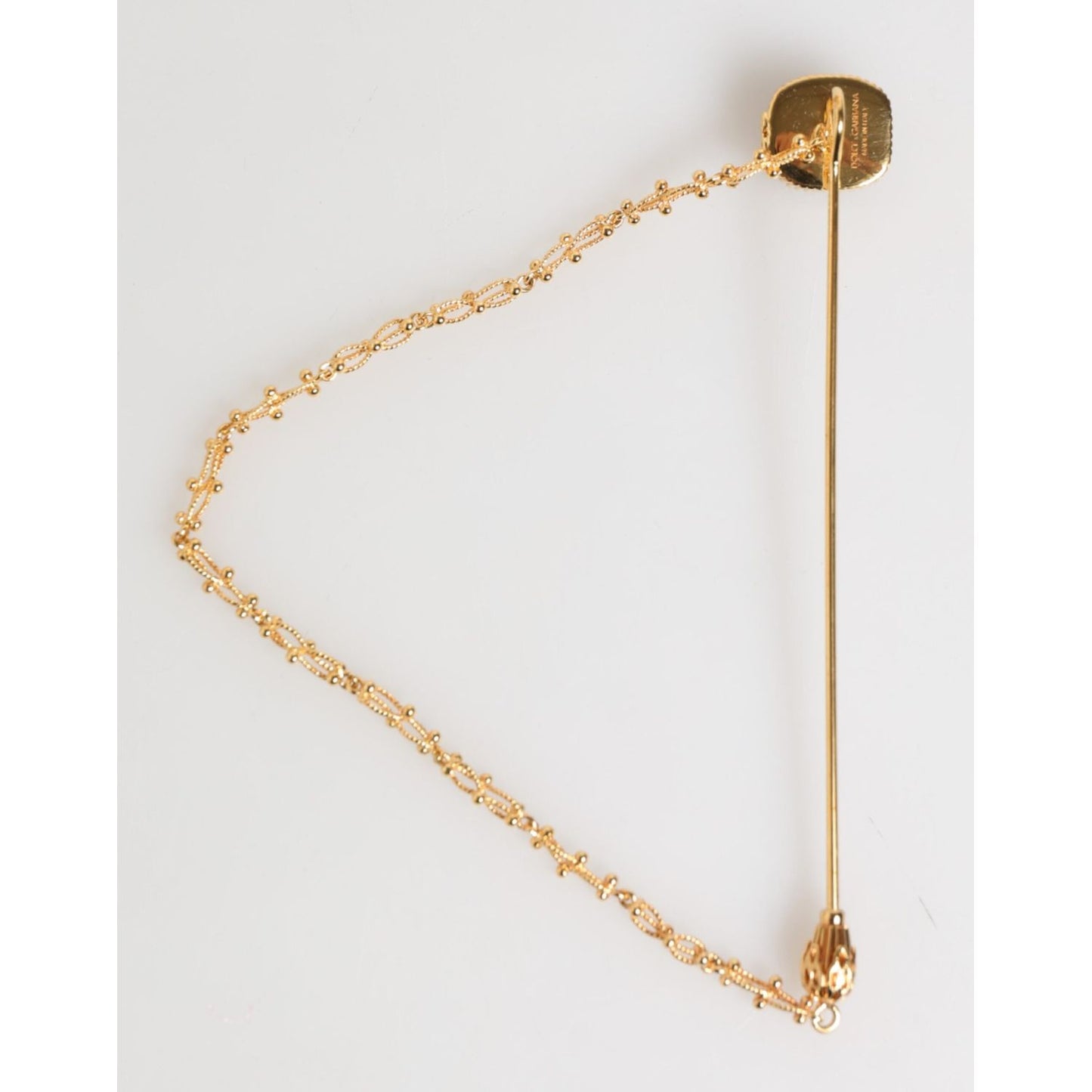 Dolce & Gabbana DG Crown Gold Chain Mens Accessories Brooch Lapel Pin SMY10723