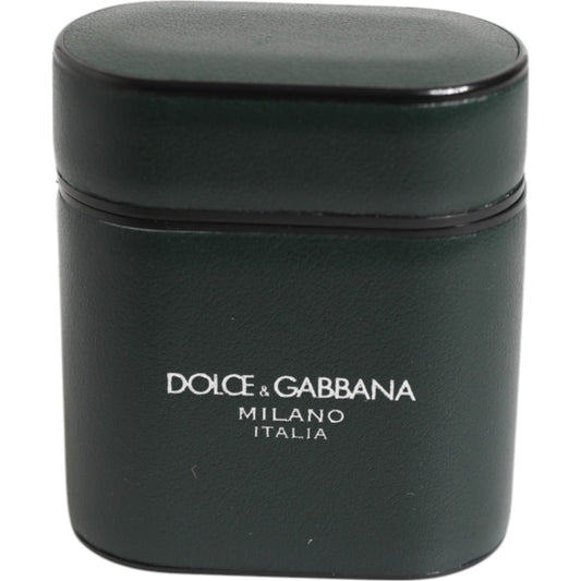 Dolce & Gabbana Black Leather Logo Print Flip Holder Men Airpods Case SMY11115