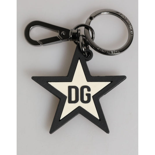 Dolce & Gabbana White Black DG Logo Star Rubber Men's Keychain Keyring SMY11226