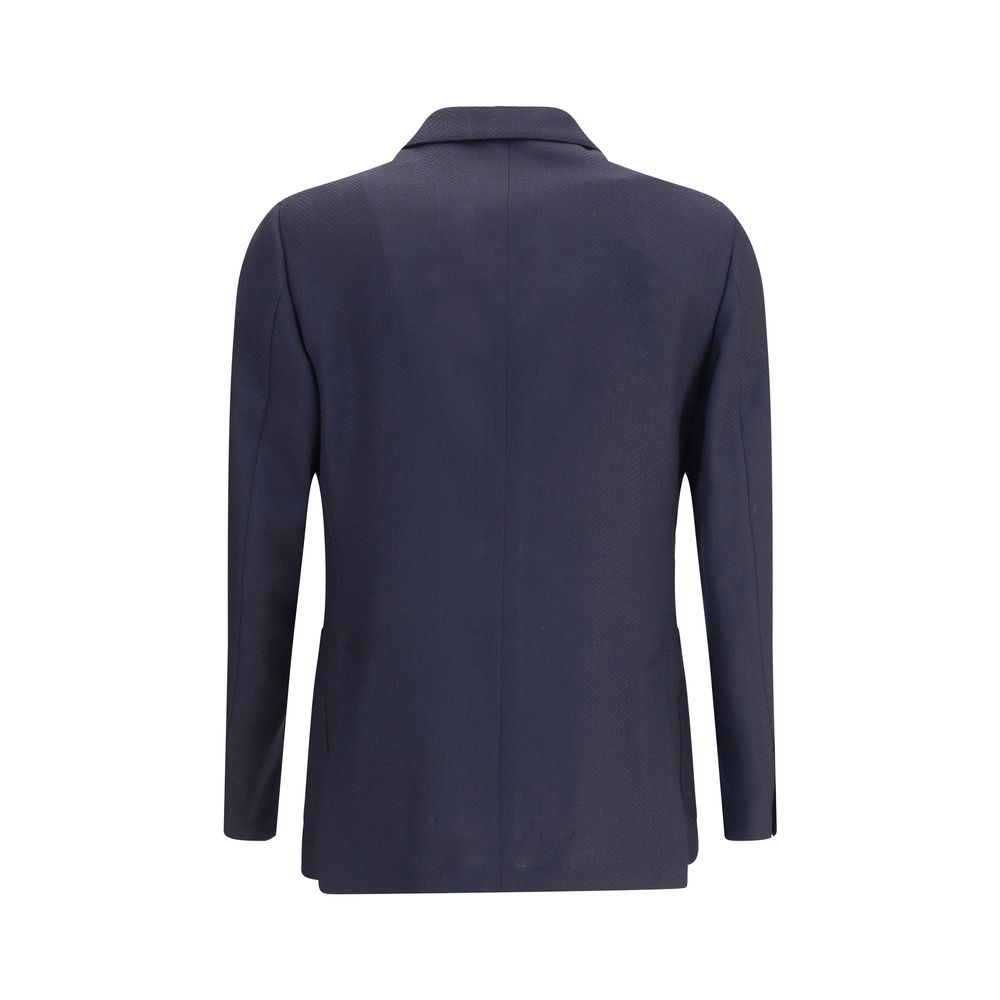 Lardini Blue Fleece Wool Blazer