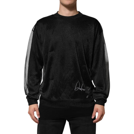 Dolce & Gabbana Black Polyester Pullover Sweatshirt Sweater TSH90638-44