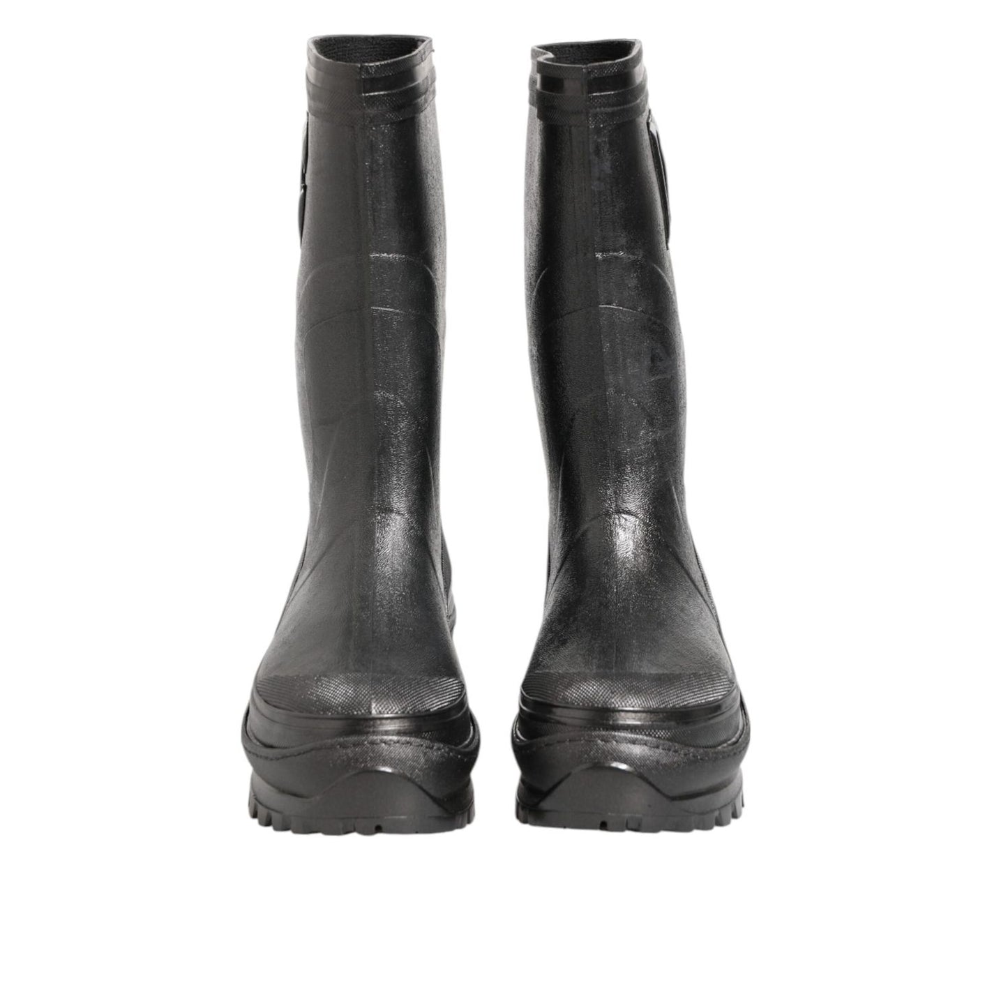Dolce & Gabbana Metallic Black Pull On Rain Boots Men Shoes