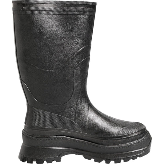 Dolce & Gabbana Metallic Black Pull On Rain Boots Men Shoes MV7884-41