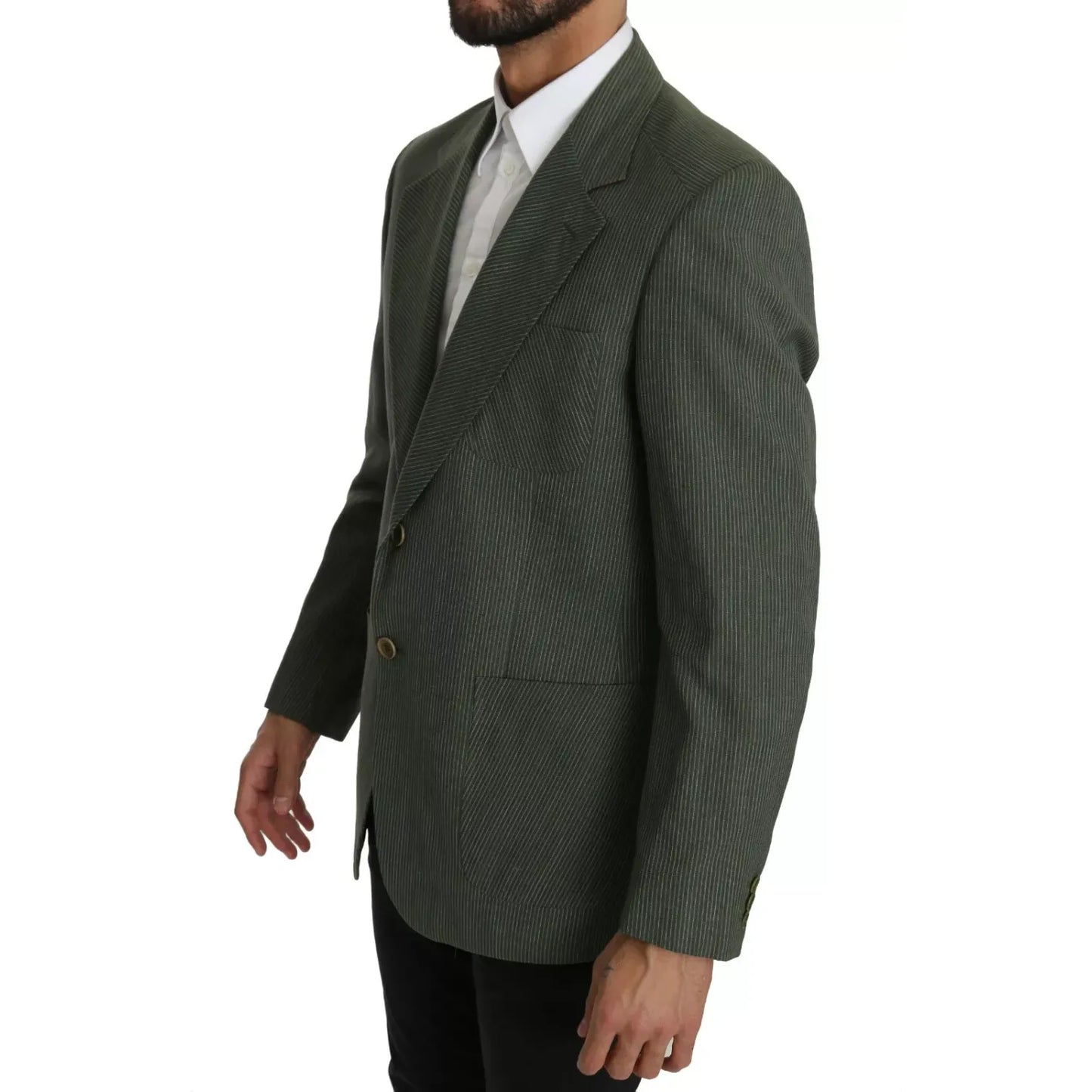 Romeo Gigli Green Linen Blazer One Piece Single Breasted Jacket Romeo Gigli