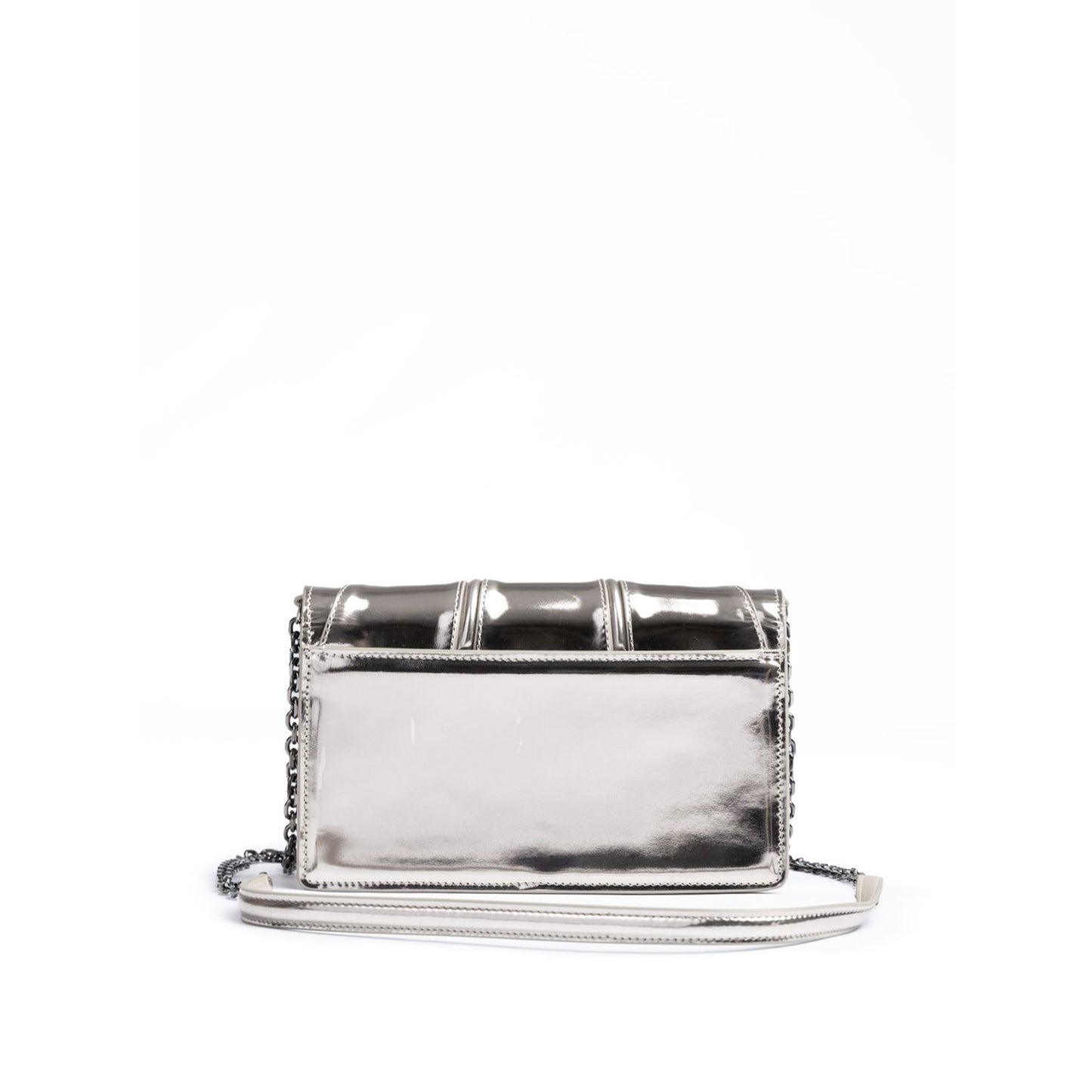 Ferrari Metal Silver GT patent leather bag with chain