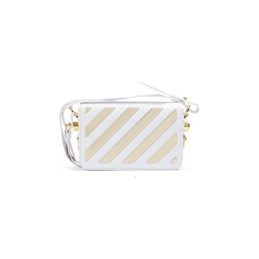 Off-White White/Gold Metallic Stripe Mini Crossbody Bag OF8056121179349