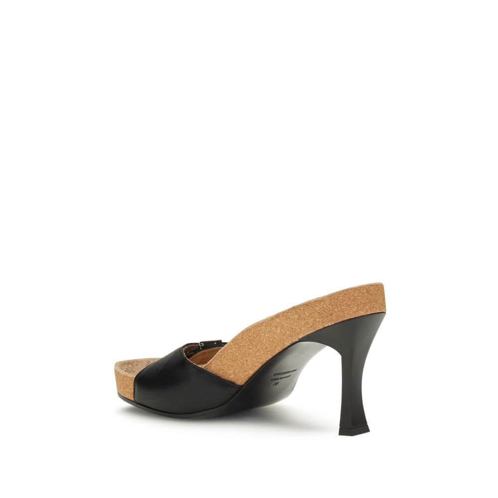 Balenciaga Black Calf Leather Bos Taurus Stiletto Heel Sandals
