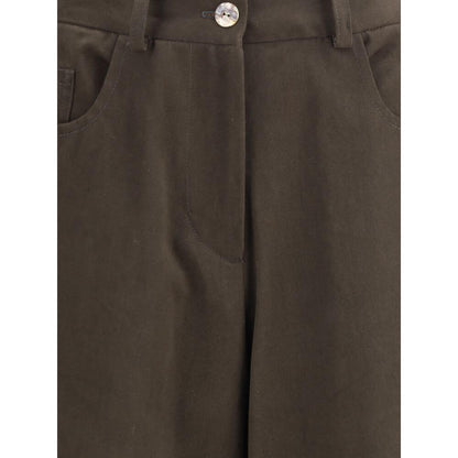 Ella Brown Cotton Casual Pants