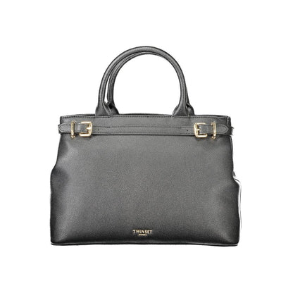 Twinset Black Polyethylene Women Handbag with sleek design and detachable shoulder strap, ideal for versatile day-to-night use.