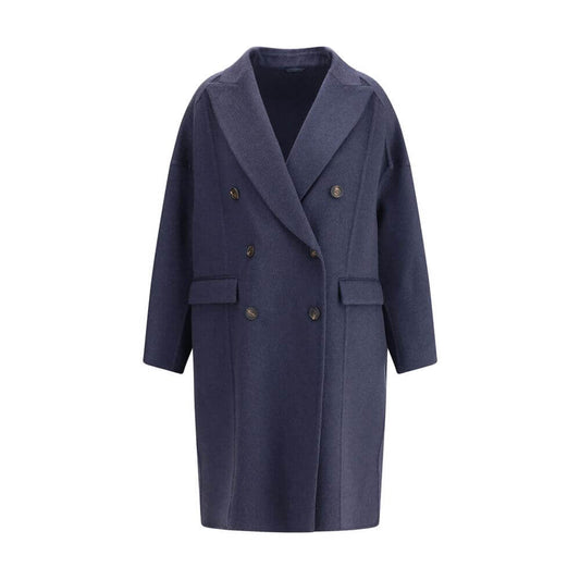 Brunello Cucinelli Blue Cashmere Coat