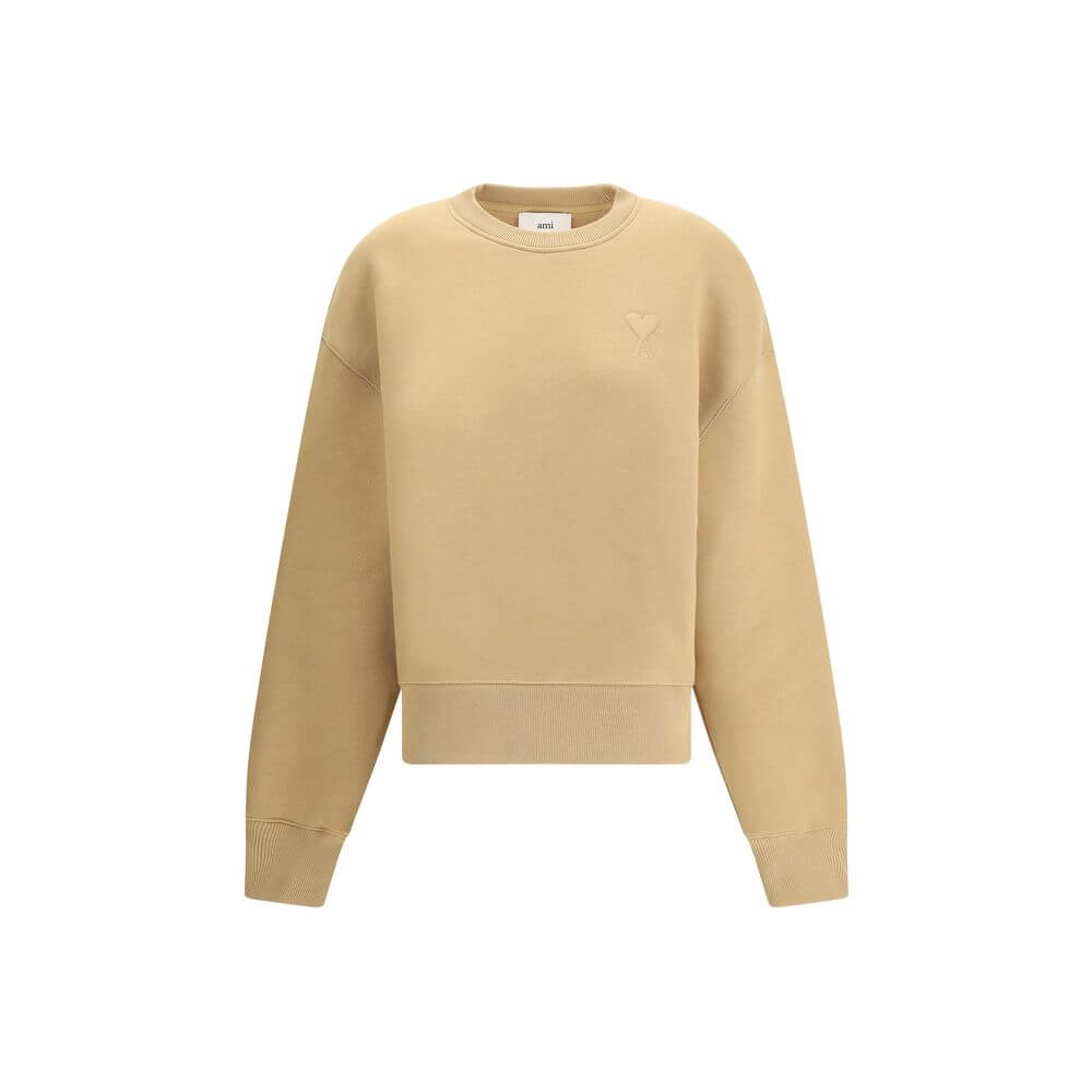 Ami Paris Beige Cotton Sweatshirt