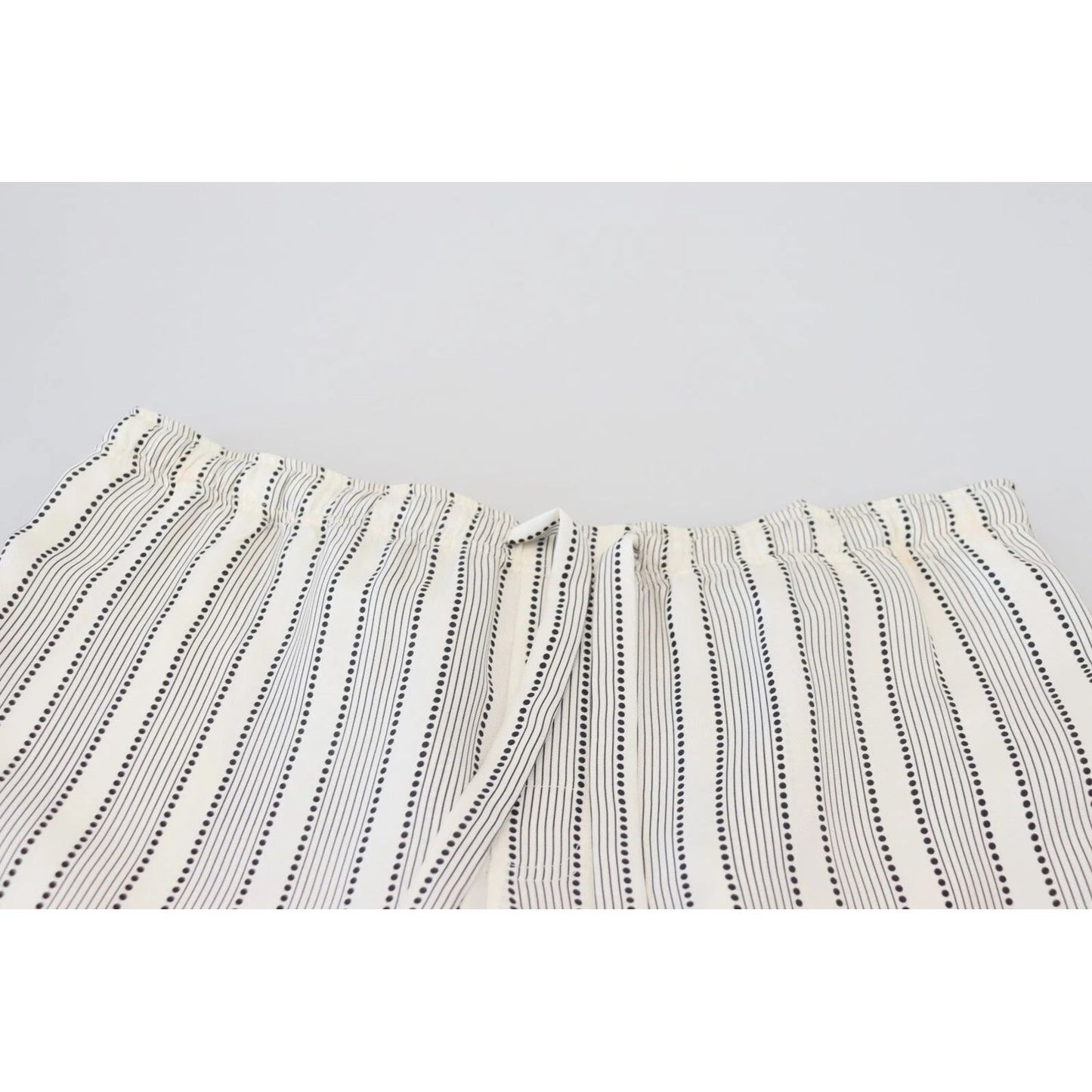 Dolce & Gabbana White Stripes Silk Lounge Trouser Pants PAN74248-48