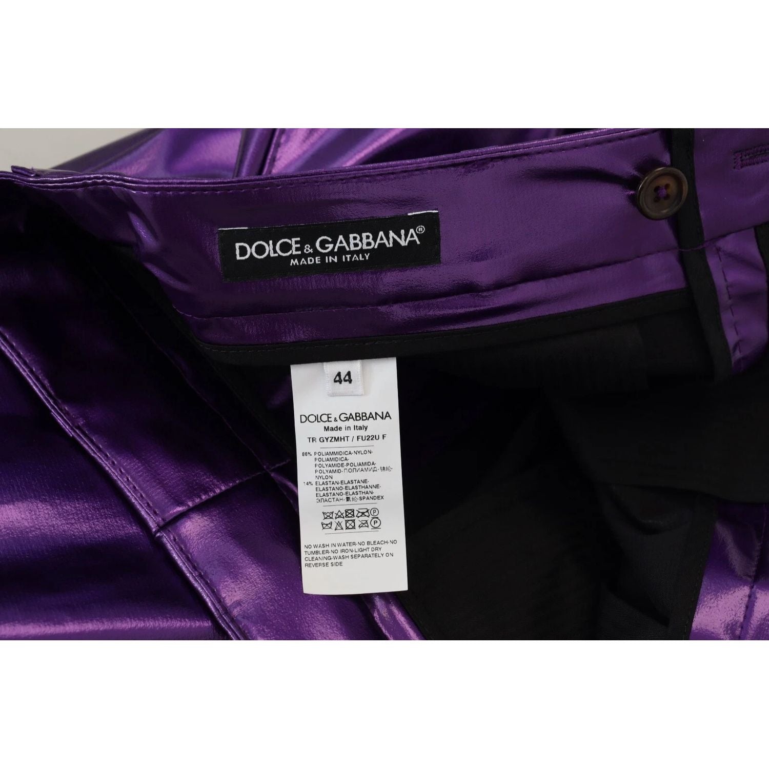 Dolce & Gabbana Purple Metallic Nylon Straight Trouser Pants