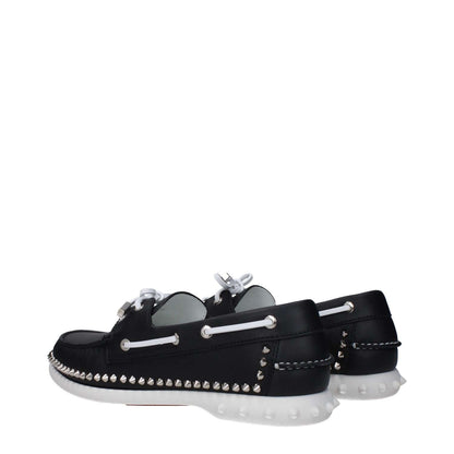 Christian Louboutin Black Leather Slip-On Loafers