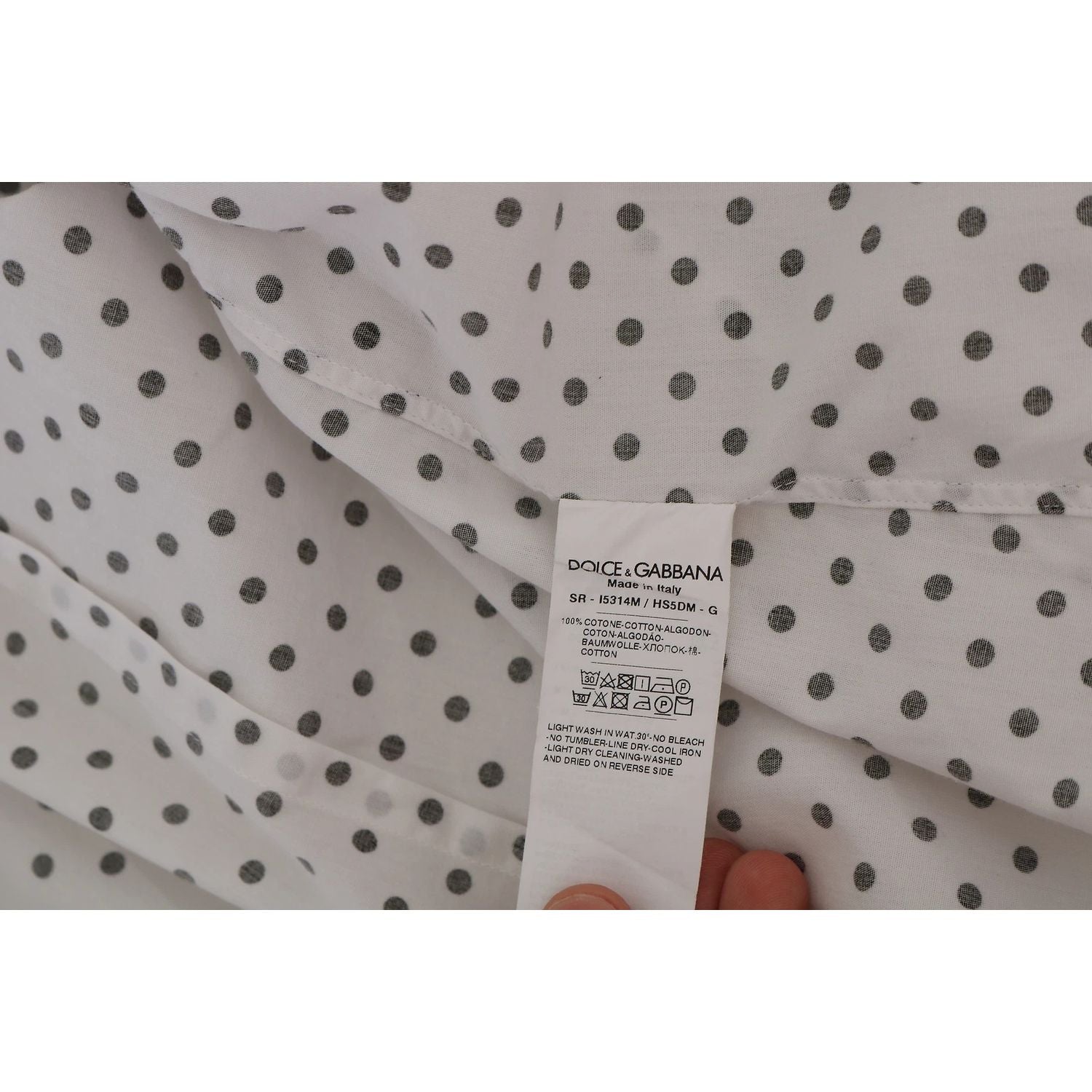 Dolce & Gabbana White Dotted Dress Formal MARTINI Shirt