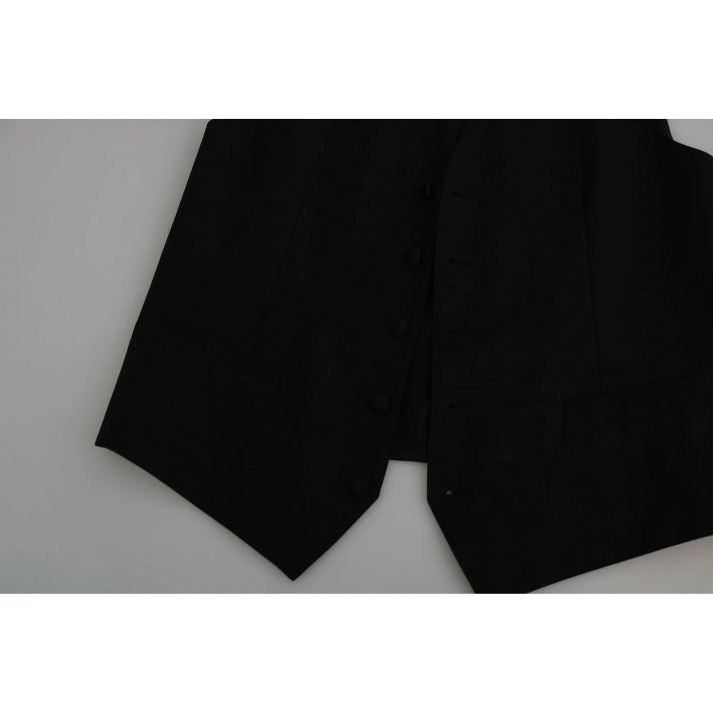 Dolce & Gabbana Black Wool Men Formal Waistcoat Vest