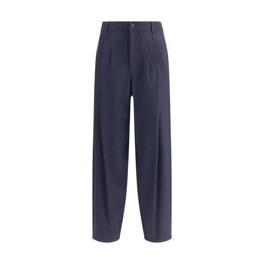 Giorgio Armani Blue Fleece Wool Casual Pants
