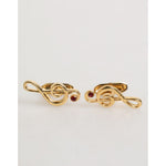 Dolce & Gabbana Gold Musical Note Metal Brass Pin Men Accessory Cufflinks with polished finish, perfect for formal outfits.