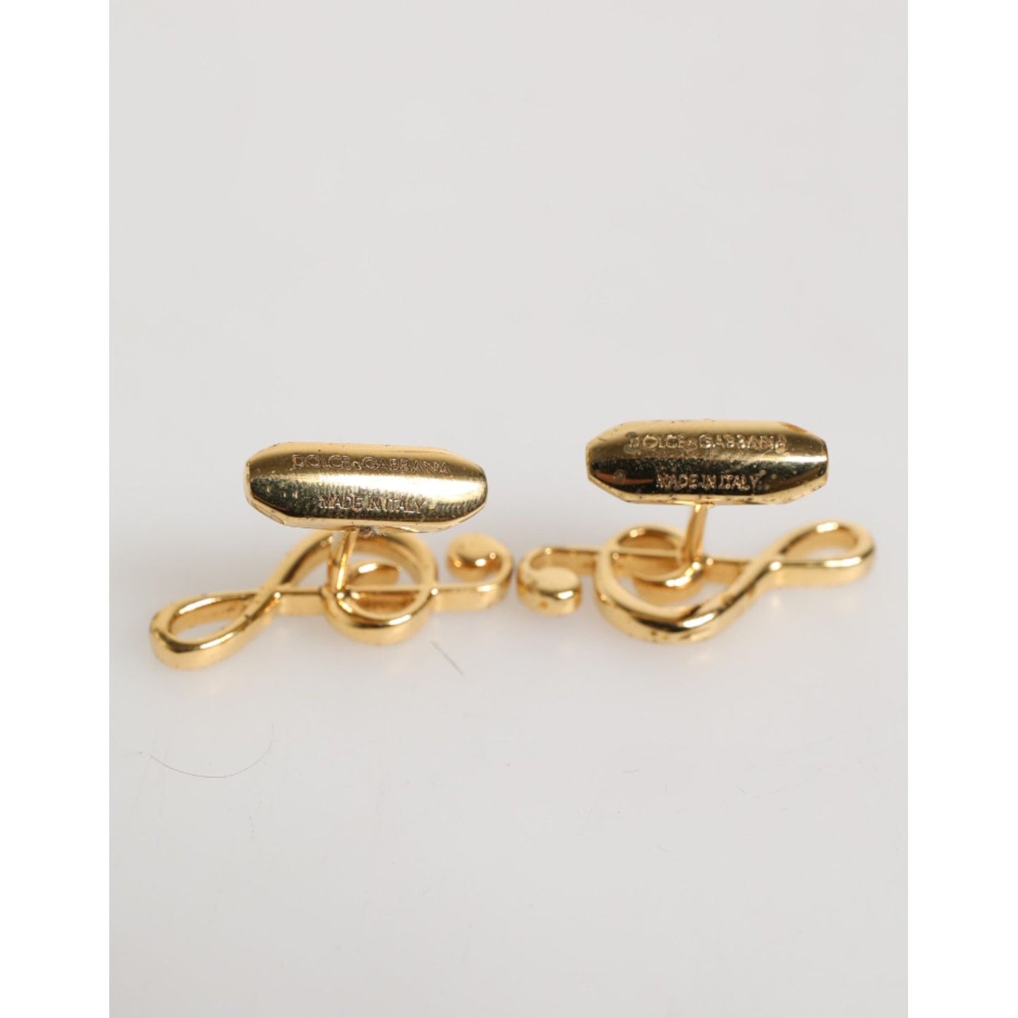 Dolce & Gabbana Gold Musical Note Metal Brass Pin Men Accessory Cufflinks on white background