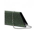 Amina Muaddi Mini Black Satin And Green Crystals Shoulder Bag