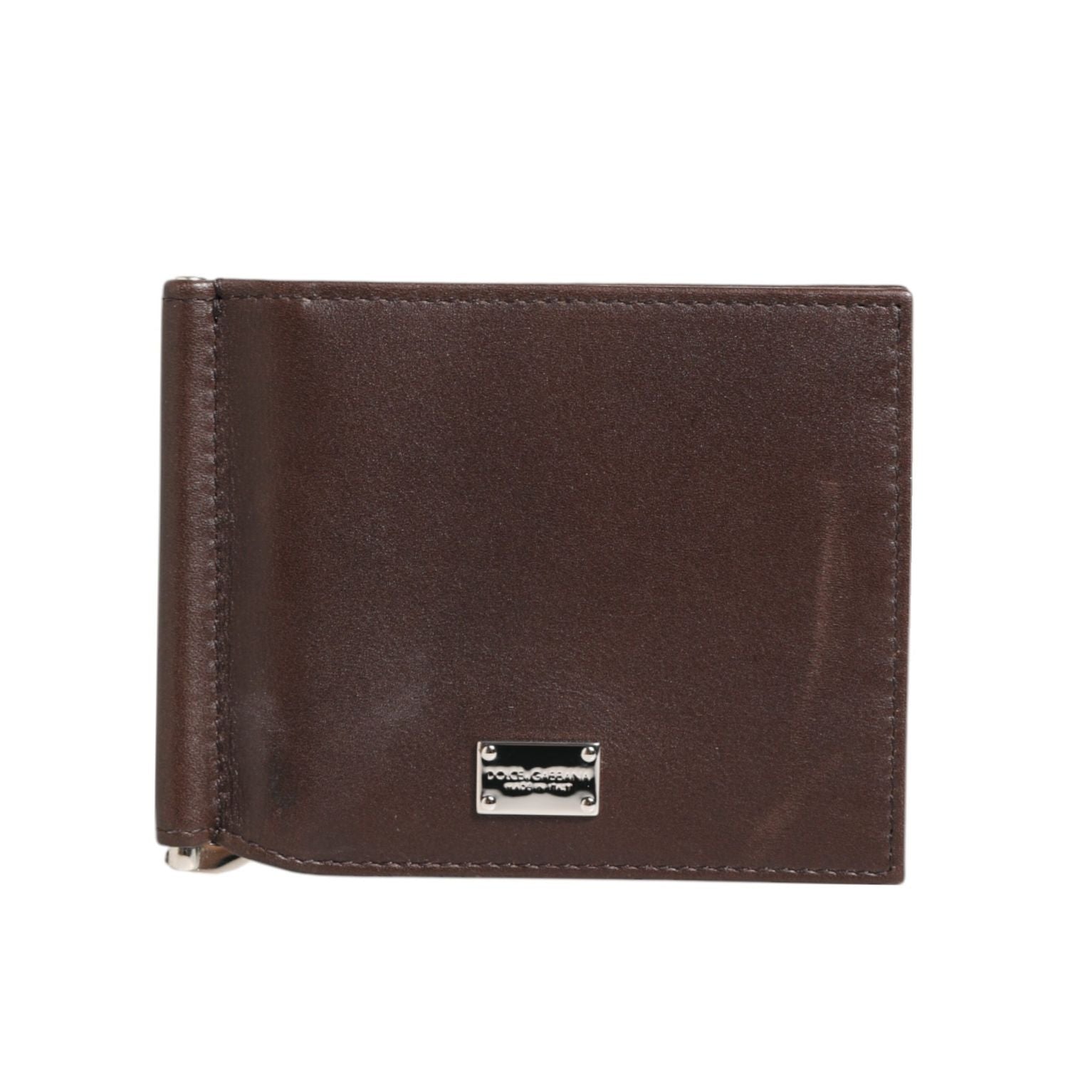 Dolce & Gabbana Brown Leather DG Logo Engrave Bifold Card Holder Wallet