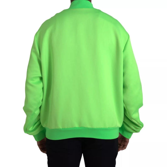 Dolce & Gabbana Neon Green Polyester Long Sleeves Men Bomber Jacket JKT3842-54