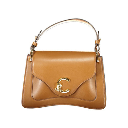 Coccinelle Brown Leather Women Handbag with adjustable strap and gold detailing, perfect for stylish versatility.