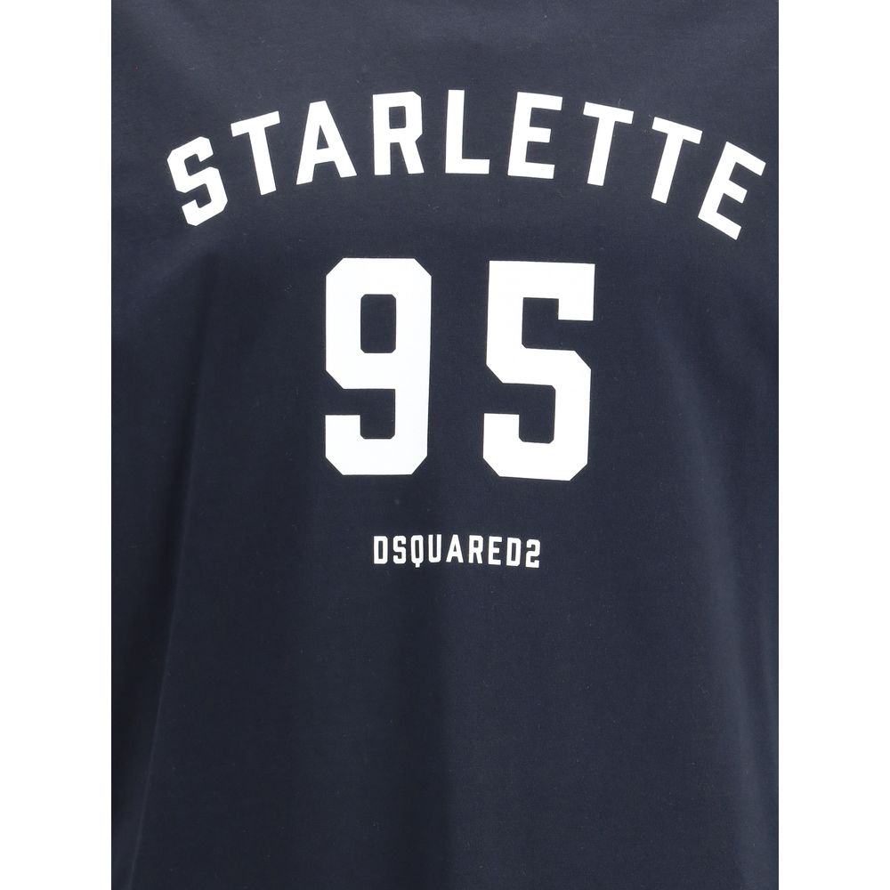 Dsquared² Black Cotton T-Shirt with Starlette 95 print and logo in contrasting white letters on front. Casual, versatile, regular fit.