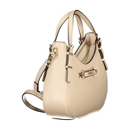 Stylish Guess Jeans Beige Polyethylene Women Handbag with luxe beige hue and durable exterior.