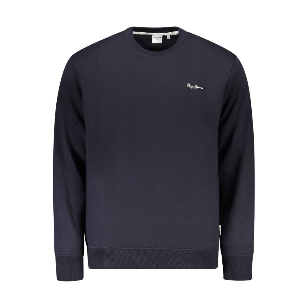 Pepe Jeans Blue Cotton Men Sweater with crew-neck and iconic logo, long-sleeved sustainable fashion for trendy gent, 70% sustainable cotton blend.
