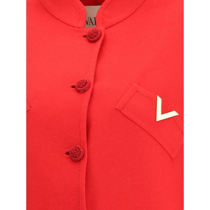 Valentino Red Fleece Wool Coat