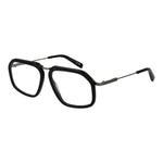 Ermenegildo Zegna Black Men Glasses Frame, metal full-rim aviator style with demo lenses, black color, includes branded case.