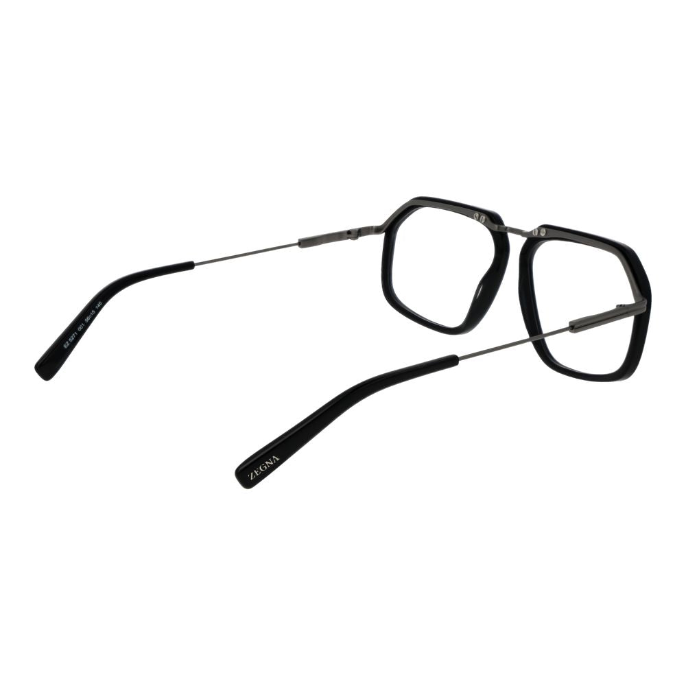 Ermenegildo Zegna Black Men Glasses Frame with full-rim black metal design and plastic demo lenses, comes with branded case.