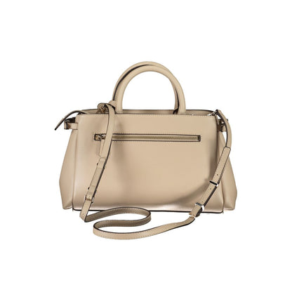 Guess Jeans Beige Polyethylene Women Handbag with detachable strap and multiple compartments