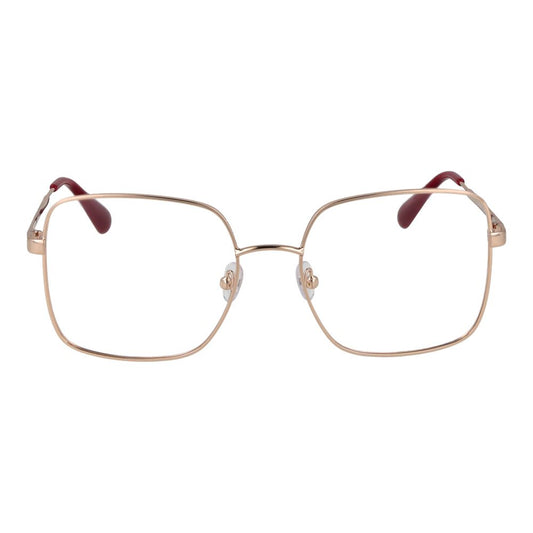 Max & Co Gold Women Glasses Frame, metal full-rim square design, with demo lenses for stylish eyewear.