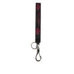 Dolce & Gabbana Black Burgundy Nylon DG Logo Crown Holder Keychain Keyring with silver-tone hardware