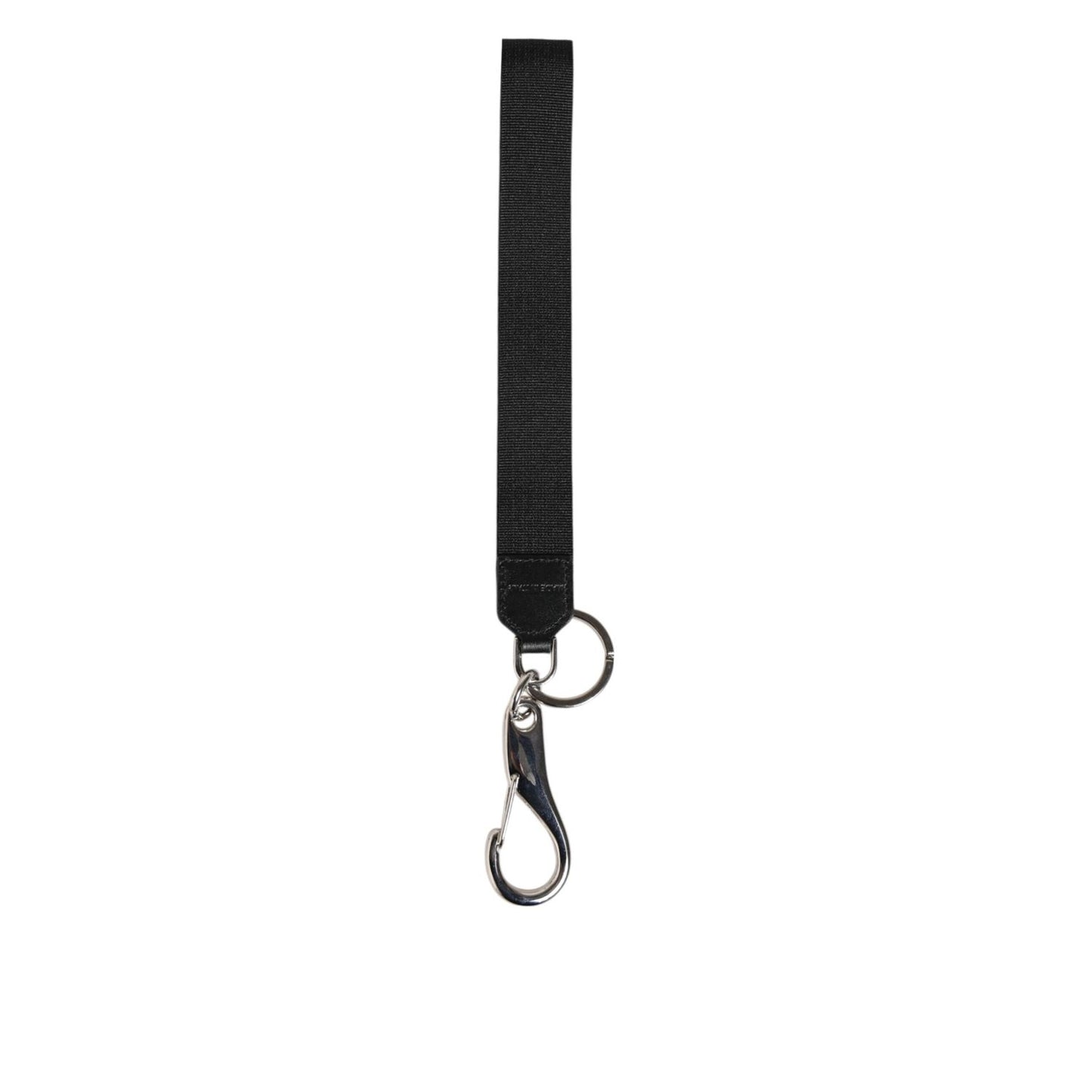 Dolce & Gabbana Black Burgundy Nylon DG Logo Crown Holder Keychain Keyring with silver-tone hardware.