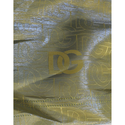 Dolce & Gabbana Green Polyester Metallic Logo Print Men Swimwear