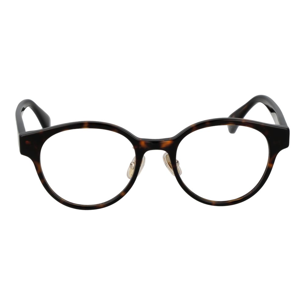 Max Mara Brown Women Glasses Frame with acetate full-rim round style, size 49-19-145, demo lenses included in branded case.